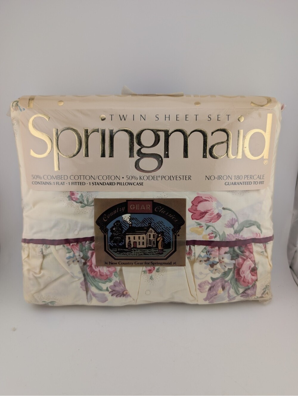 Vintage Springmaid Twin Sheet Set Gear Country Classics Charleston Rose Floral